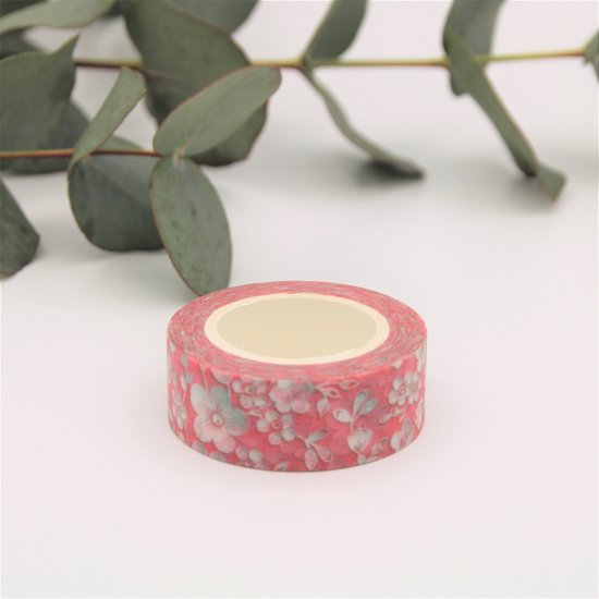 Masking Tape Rood Met Kersenbloesem Decoratie Washi Papier Tape 15 Mm X 10 M