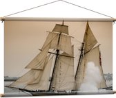 WallClassics - Textielposter - Oud Zeilschip - 90x60 cm Foto op Textiel