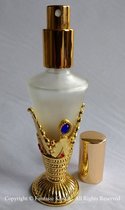 Parfumfles verstuiver metaal met kristalsteentjes barok goud