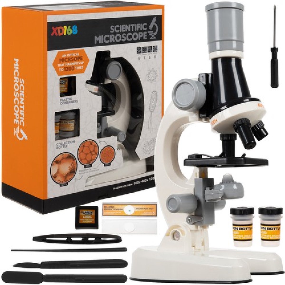 Speelgoed Microscoop met accessoires - Inclusief 12 Extra Preparaten - Tot X1200 - Educatief - Microscope - Jongen en meisje - kinderen - 3 jaar - Gift - Cadeau