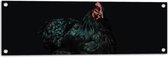 WallClassics - Tuinposter – Zwarte Kip met Donkere Achtergrond - 90x30 cm Foto op Tuinposter  (wanddecoratie voor buiten en binnen)