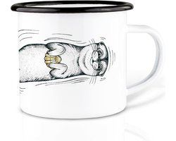 Handgemaakte emaille mok Clam 300ml