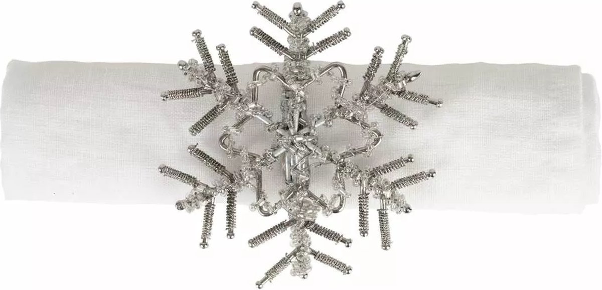 KERST Servetring Ster - Set van TWEE servetringen zilver grijs