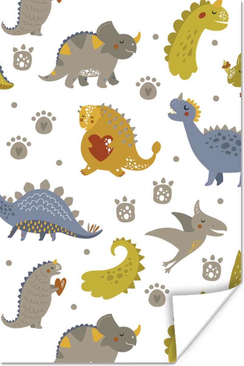 Poster kids - Schilderij voor kinderen - Dinosaurus - Kinderen - Design - Jongens - Meisjes - Kinderkamer decoratie - 60x90 cm - Poster kinderkamer