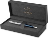 Stylo plume Parker Sonnet | | Acier inoxydable et peinture bleue| Pointe fine avec recharge d'encre noire | boite cadeau