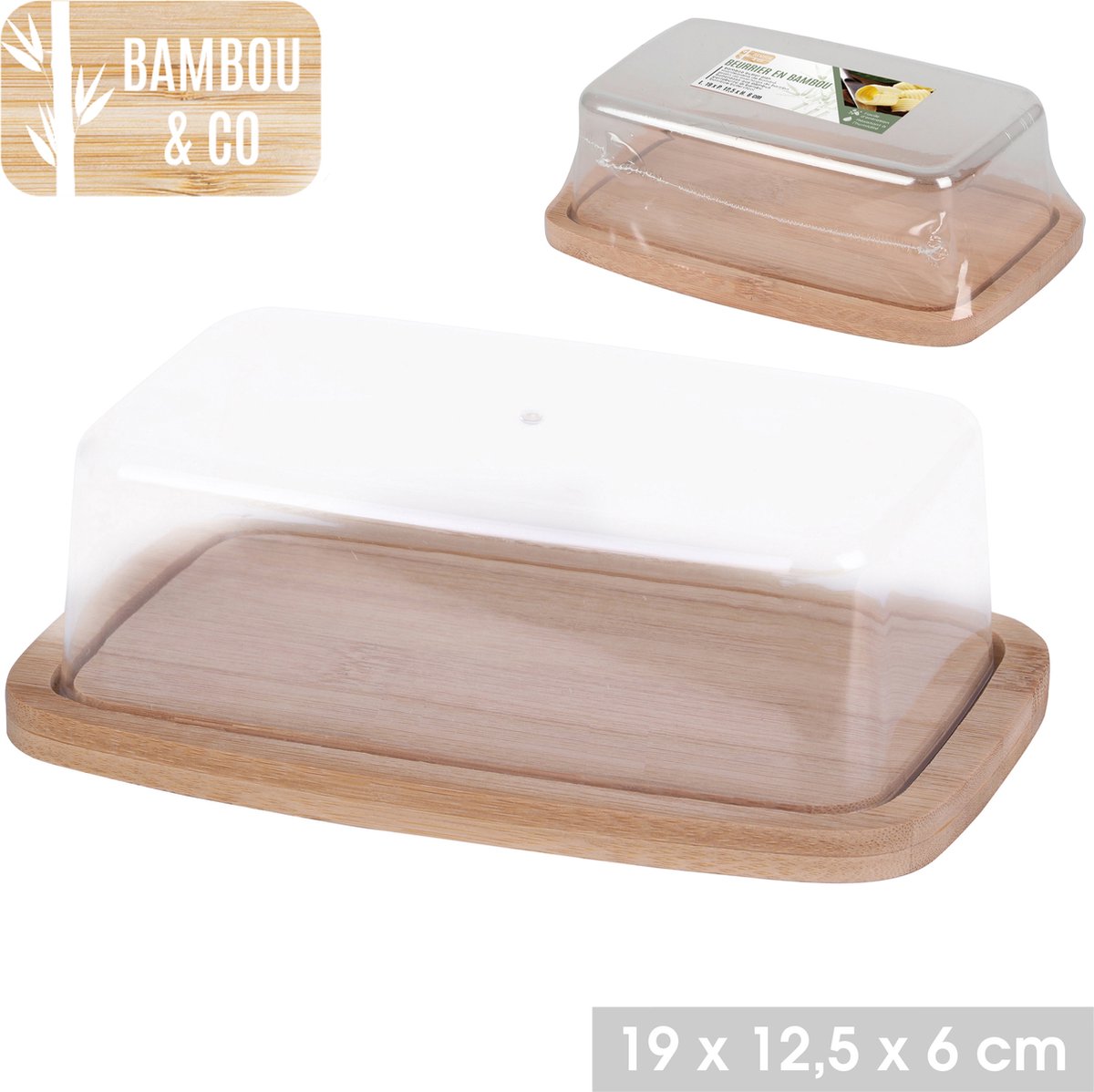 Bambou & Co botervloot - bambou - botervloot met deksel - duurzaam - 19cm x 12,5cm x H6cm