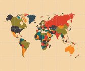IXXI World Map Mosaic Autumn - Wanddecoratie - Kinderen - 120 x 100 cm