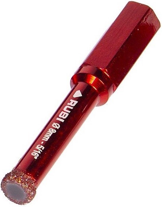 Rode Rubi diamantboor met beitelpunt, diameter 8 mm.