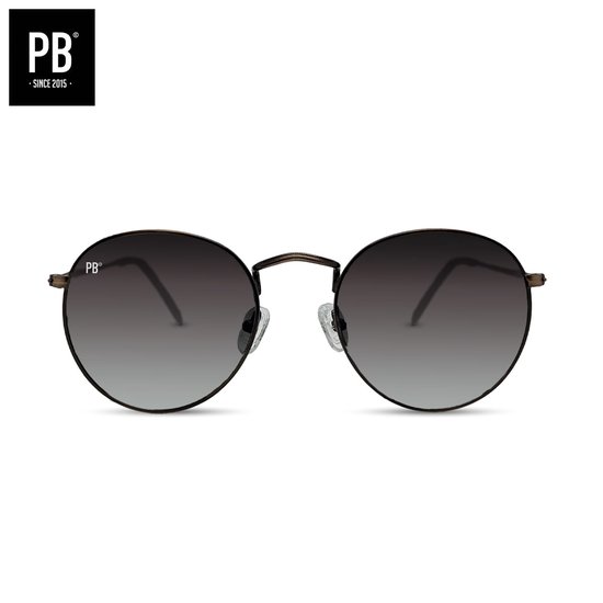PB Sunglasses - Round Copper Gradient. - Zonnebril heren en dames - Gepolariseerd - Sterk koperen frame - Ronde zonnebril stijl