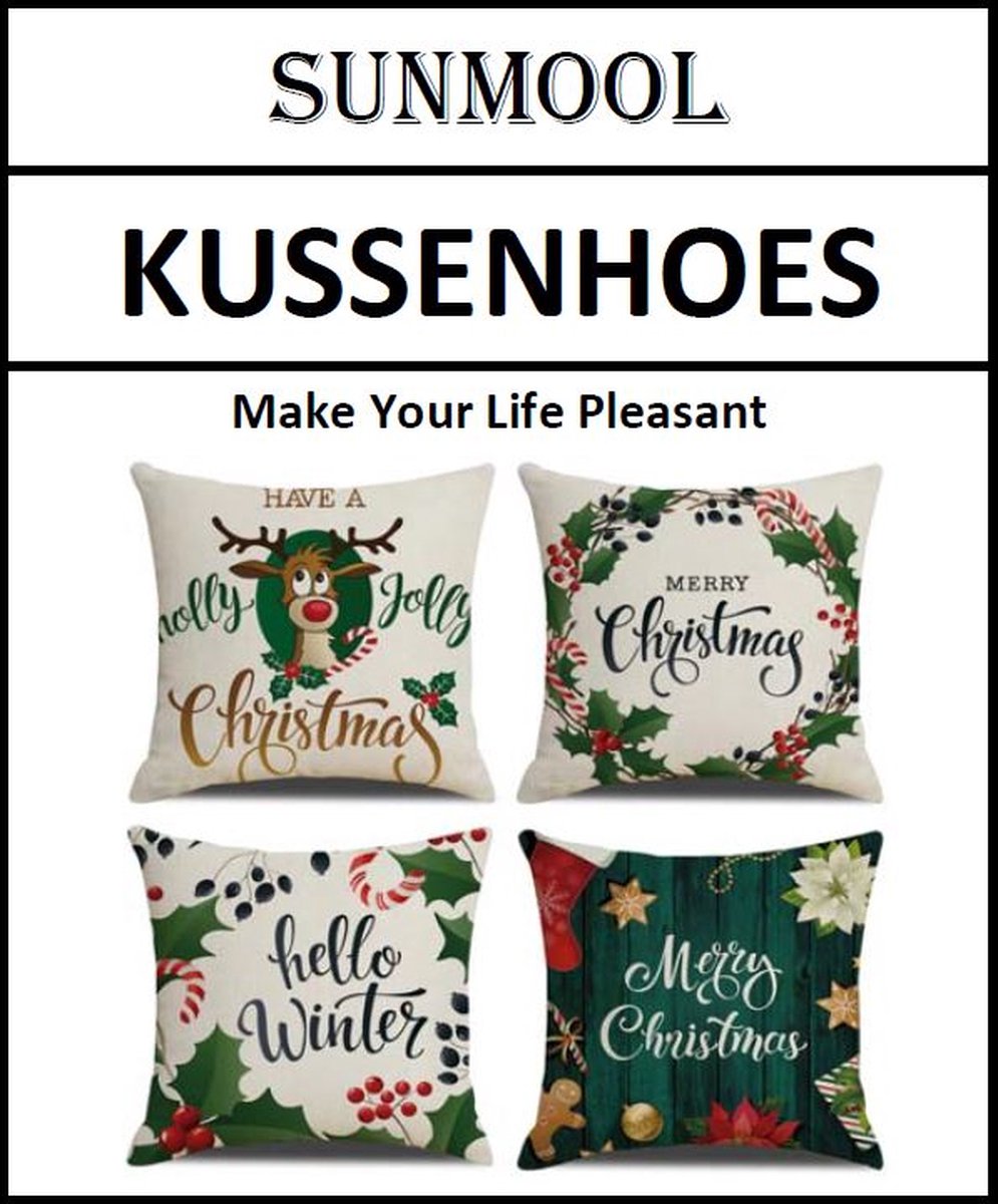 SUNMOOL Kerst Kussenhoes - Kussenhoes - Pillow cover - 45 x 45cm - Groen - 1Stuk – foto 4