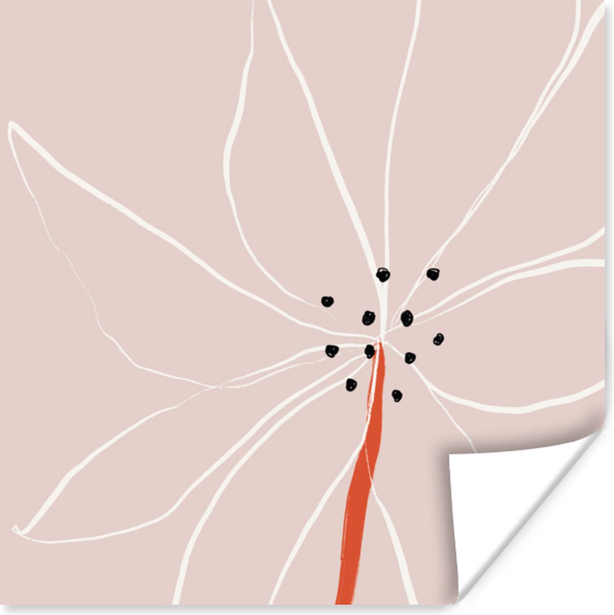 Poster Bloemen - Abstract - Pastel - 75x75 cm