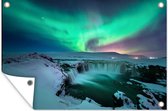 Muurdecoratie Noorderlicht - Sneeuw - Natuur - IJsland - 180x120 cm - Tuinposter - Tuindoek - Buitenposter