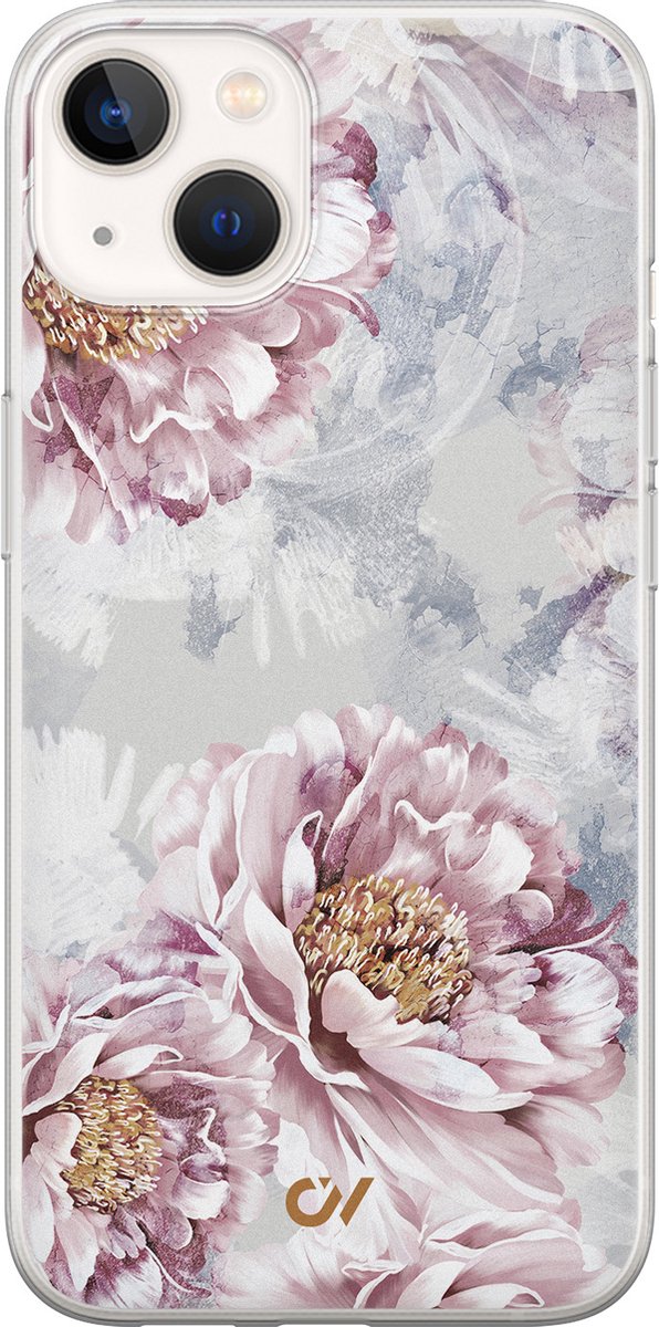 Hoesje geschikt voor Apple iPhone 13 - Floral Print - - Beige - Apple - Casevibes