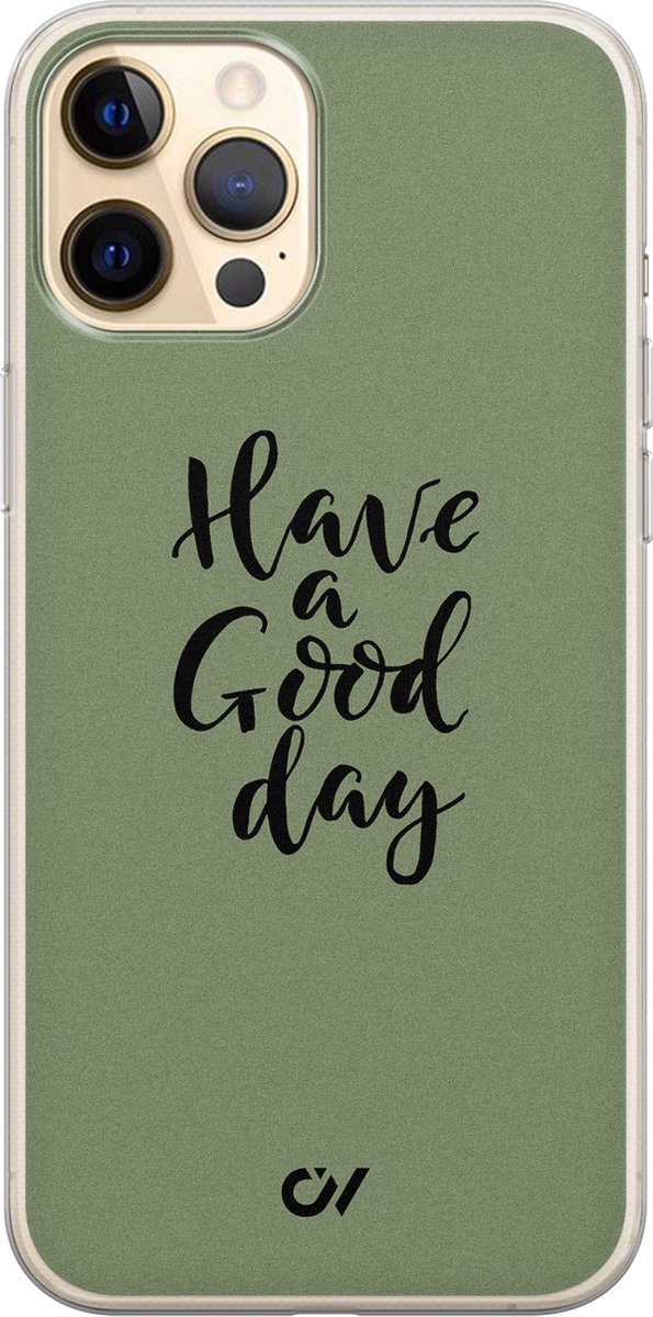 Hoesje geschikt voor Apple iPhone 12 - Good Day - - Groen - Apple - Casevibes
