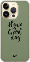 iPhone 14 Pro hoesje siliconen - Good Day - Tekst - Groen - Apple Soft Case Telefoonhoesje - TPU Back Cover - Casevibes