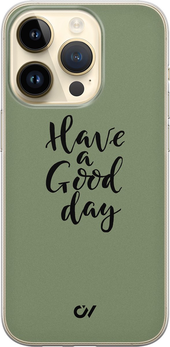Hoesje geschikt voor Apple iPhone 14 Pro - Good Day - - Groen - Apple - Casevibes