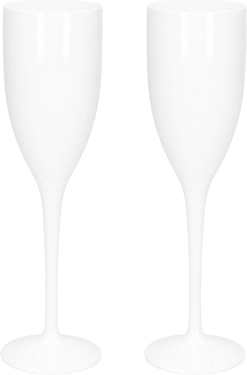 Champagneglas 150ml - Onbreekbaar Kunststof - Wit - 2 Stuks