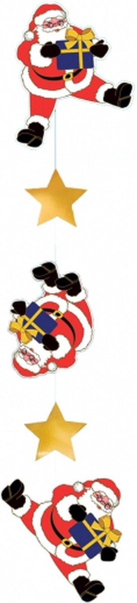 Kerst hangdecoratie - kerstmannen en sterren - 150 cm - papier - brandvertragend - kerstversiering