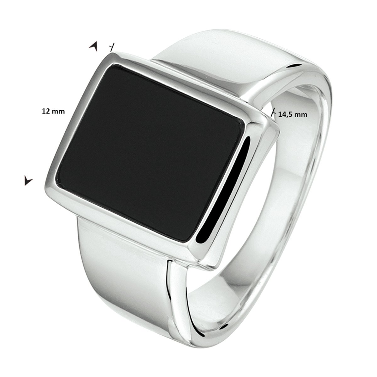 Zilver Gerhodineerde Zegelring onyx 1332900 20.00 mm (63)