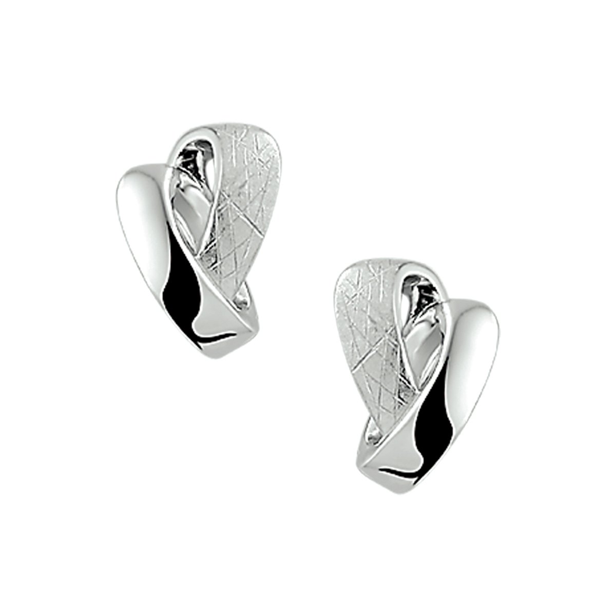 The Jewelry Collection Oorknoppen Gescratcht - Zilver Gerhodineerd