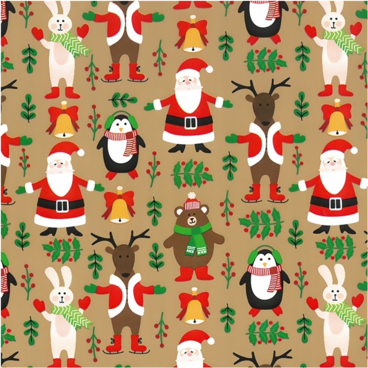 FullJoyHut 44cm x 15M Kerst Inpakpapier Roll, Xmas Santa Claus Kraft Inpakpapier Roll, Sneeuwvlokken Gift Inpakpapier voor Xmas Party Gift Decoratie