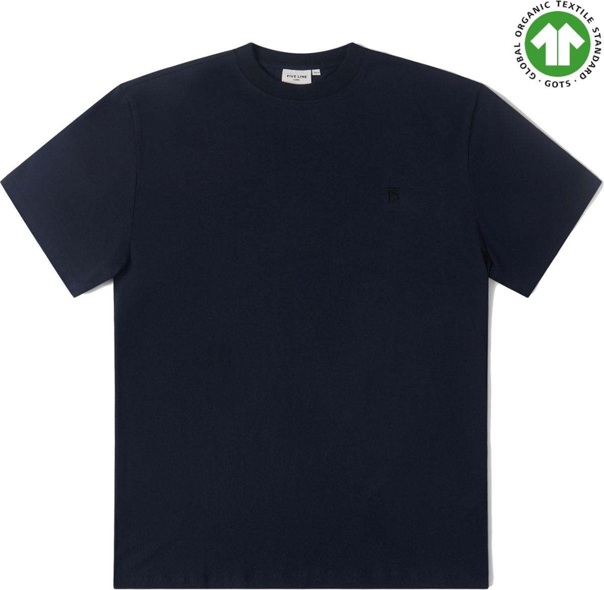 FIVE LINE LABEL - Blauw Basic Tshirt - Dames - Biologisch Katoen - Oversized Fit - Maat M