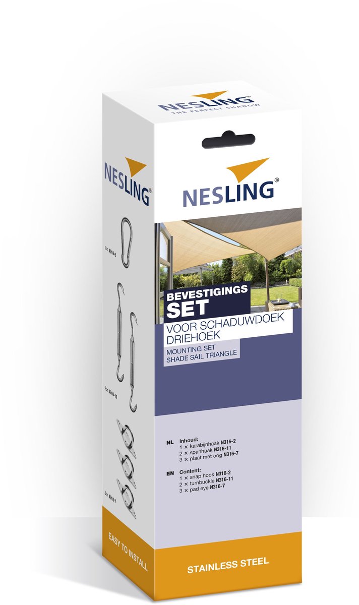 RVS bevestiging set schaduwdoek driehoek Nesling