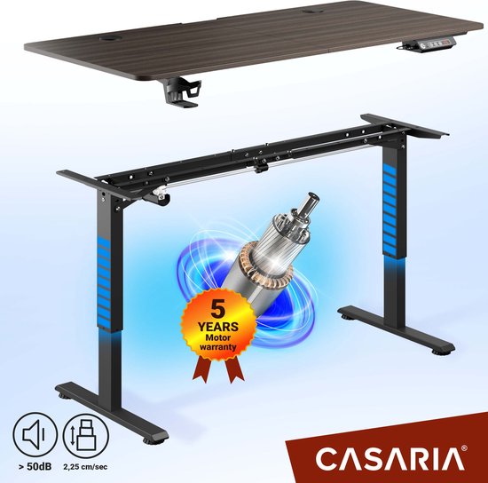 Casaria Zit Sta Bureau – Hoogte Verstelbaar Elektrisch - 140x60cm Bruin - Casaria