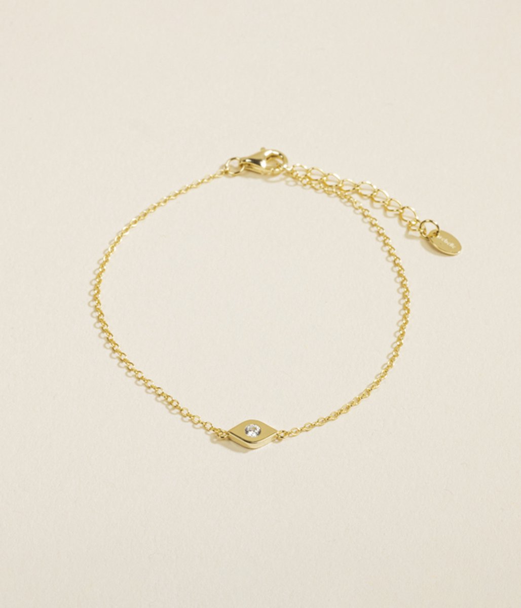 Rebelle Amsterdam - Armband Dames - Gouden Armband - 925 Sterling Zilver - Zirkonia - Goud - Diamanten Oog