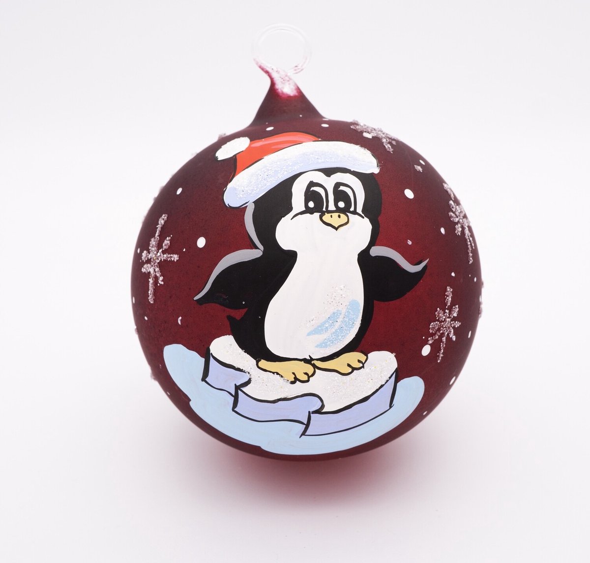 kerstbal pinguïn rood