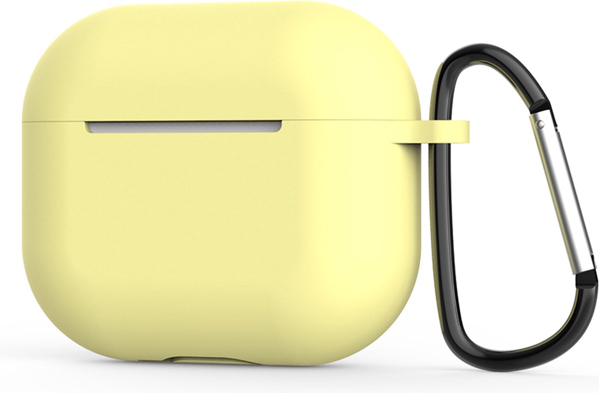 Apple AirPods 3 Hoesje in het Geel met Clip - TCH - Siliconen - met Haak - Case - Cover - Soft Case - Onepiece