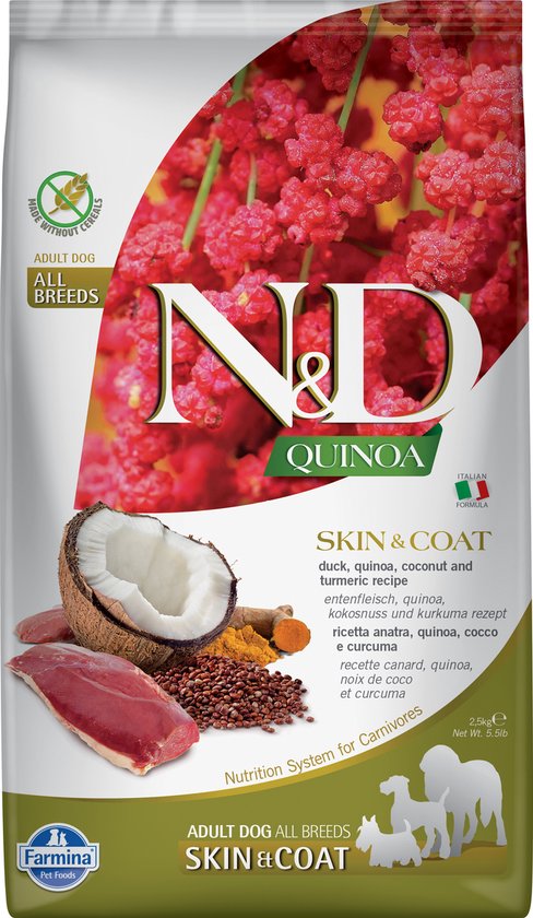 N&D Quinoa hondenvoeding Skin & Coat Eend 2.5 kg.