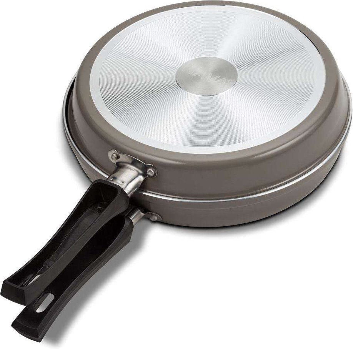 NAVA Dubbele pan met handvat, diameter 25 cm, dubbelzijdige braadpan voor pannenkoeken, omeletten, vaatwasmachinebestendig, gas-, elektrische, keramische en halogeenfornuizen
