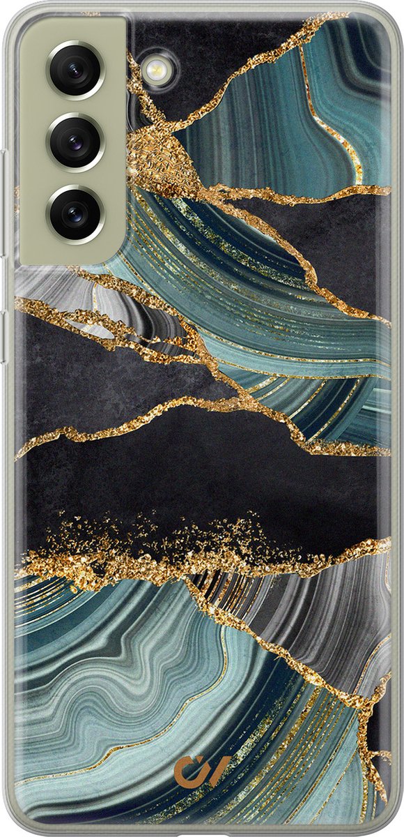 Hoesje geschikt voor Samsung Galaxy S21 FE hoesje - Marble Jade Stone - - Multi - - Casevibes