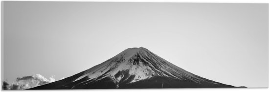 WallClassics - Acrylglas - Berg met Sneeuwtop (zwart/wit) - 90x30 cm Foto op Acrylglas (Wanddecoratie op Acrylaat)