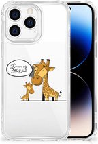 Hoesje Bumper Geschikt voor iPhone 14 Pro Telefoon Hoesje met doorzichtige rand Giraffe