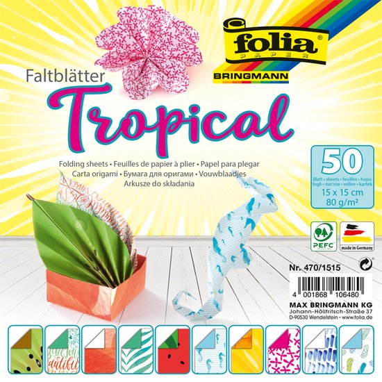 Vouwblaadjes Folia Regenboog 15x15cm Assorti Pak à 100 vel - KIES