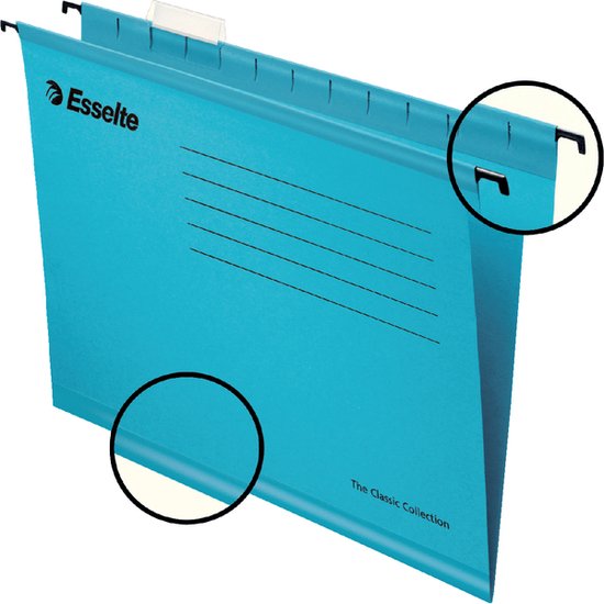 Foto: Verticale hangmap folio esselte v bodem blauw