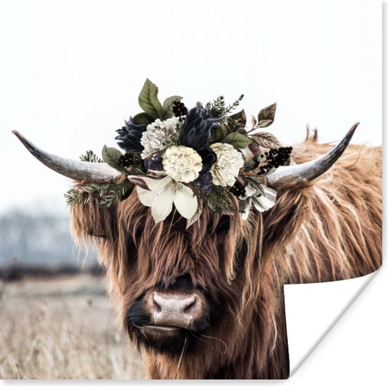 Affiche Highlander écossais - Feuilles - 75x75 cm