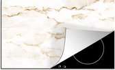 KitchenYeah® Inductie beschermer 76x51.5 cm - Marmer print - Kalk - Goud - Luxe - Marmerlook - Wit - Kookplaataccessoires - Afdekplaat voor kookplaat - Inductiebeschermer - Inductiemat - Inductieplaat mat
