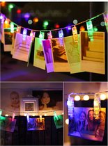 LED Polaroid Foto Knijpers | Fotoketting | Wasknijpers met lichtjes | Foto ophangen | Foto lichtsnoer| Kerstverlichting|  RGB | 10 Knijpers