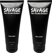 Savage For Men - Necessary Set - Gezichtsverzorging Mannen - Acne - Gezichtsreiniger - Gezichtsscrub - 400ml