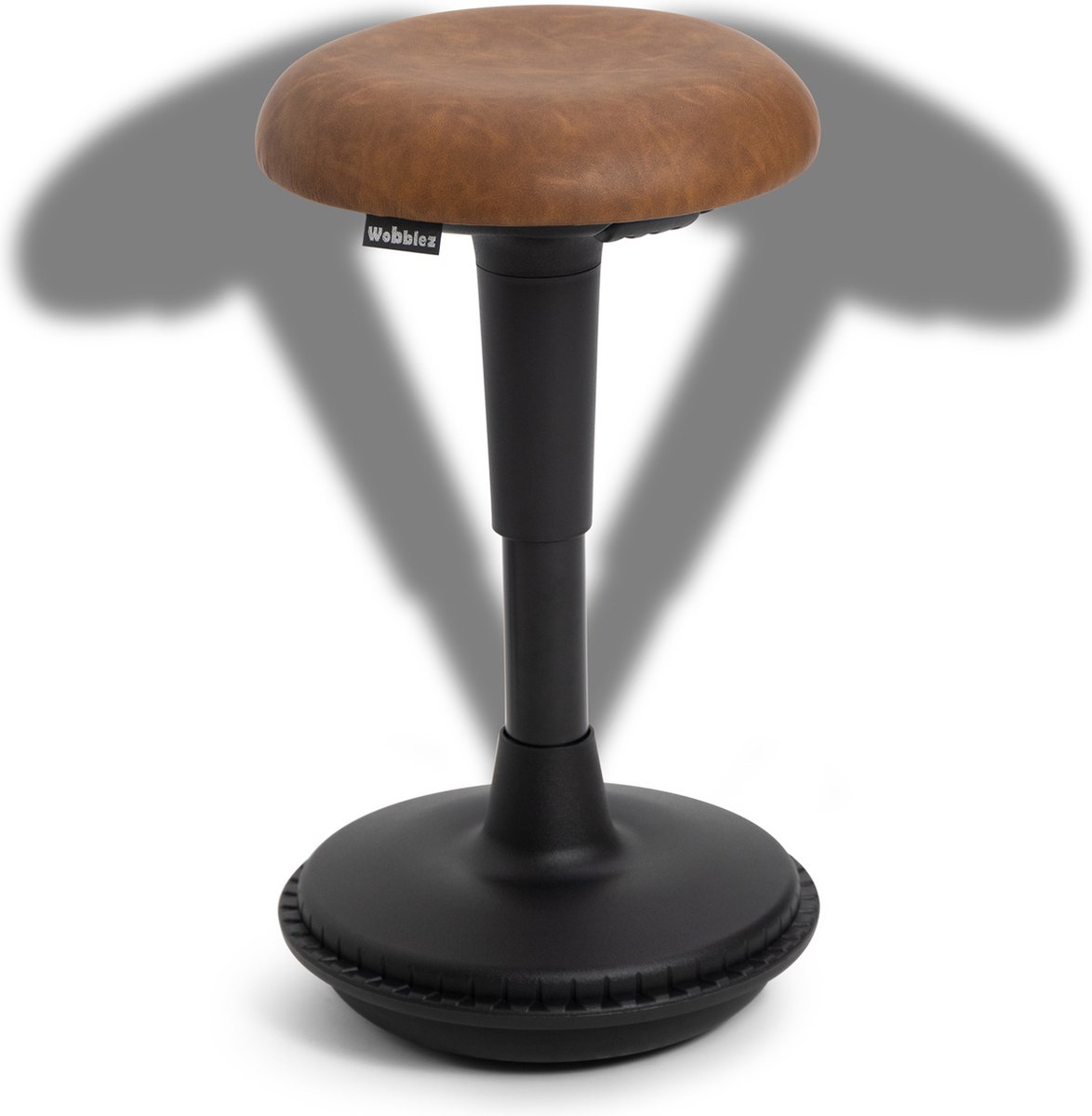 Wobblez® Ergonomische Bureaustoel voor Bureaus met een Hoogte 60-80 cm - Wiebelkruk in Hoogte Verstelbaar van 43-63 cm - Cognac Zwart 43
