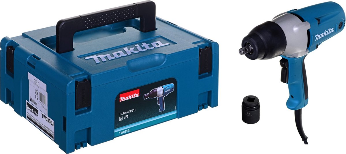 Makita TW0350J accudraaislagmoeraanzetter Zwart, Blauw 400 W