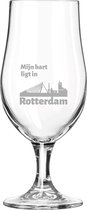 Gegraveerde bierglas op voet 49cl Rotterdam