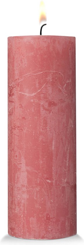 Blokker rustieke cilinderkaars - roze - 7x19cm