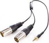 Saramonic SR-UM10-CC1, stereo adapter kabel, locking 3.5 mm mini jack TRS naar 2x XLR3-Mannetje