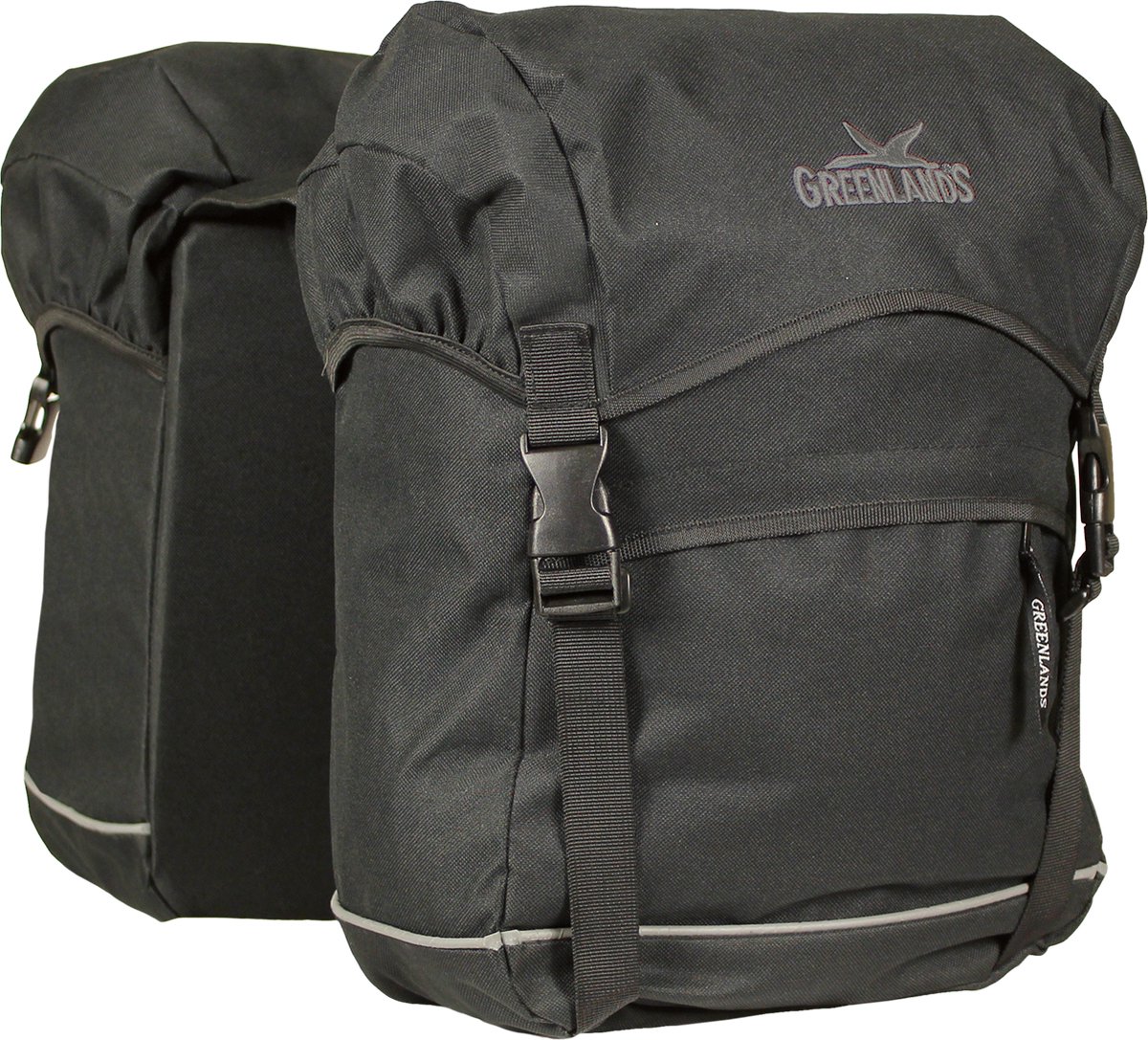 Greenlands Travel - Dubbele Fietstas - lichtgewicht - reflecterende bies - regenhoes - 50 l - Zwart