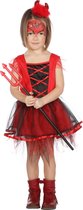 Wilbers & Wilbers - Duivel Kostuum - Verduveld Klein Duiveltje - Meisje - Rood - Maat 152 - Halloween - Verkleedkleding