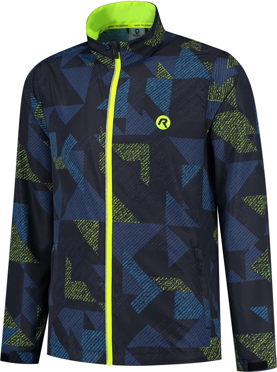 Rogelli Electro Hardloopjack - Heren - Donkerblauw, Zwart, Fluor - Maat 2XL